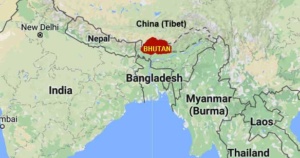Bhutan on the world map